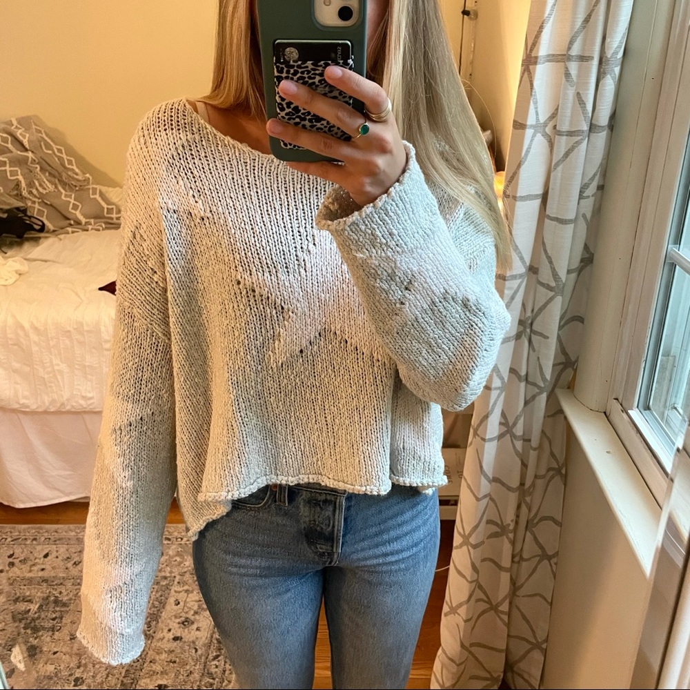 Vintage Havana Cream Cropped Scoop Neck Knit Sweater